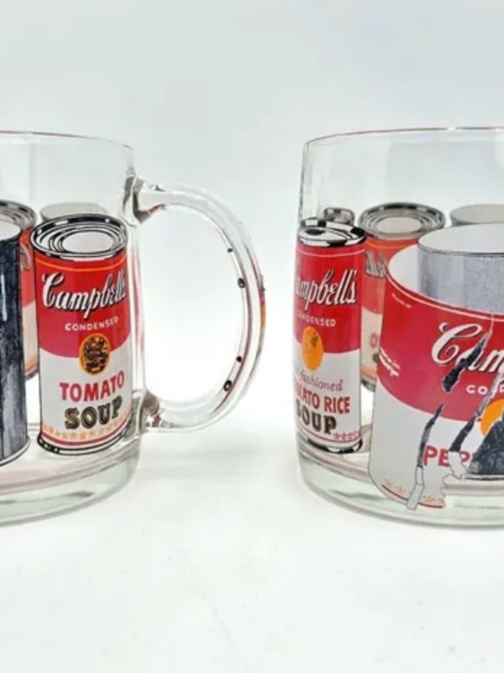 Andy Warhol Pop Art Red Tomato Soup Glass Mug - Set of 2